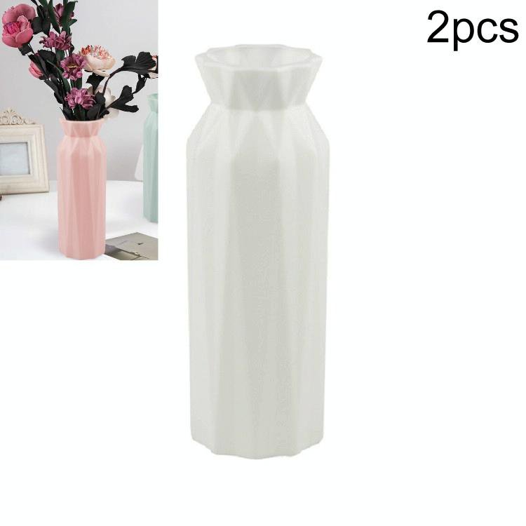 2-Pack Plastic Round Vases - Simple Anti-Fall Home Decor Ornaments - Pink