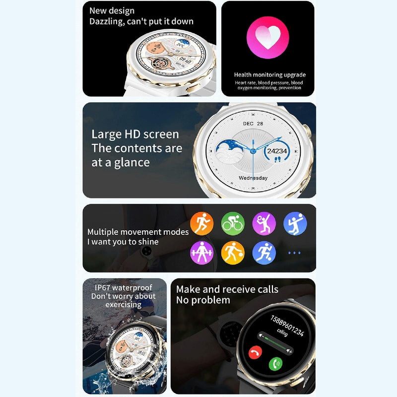 1.28 Inch Dual Mode Sport Smart Watch Support Bluetooth Call / Sleep / Blood Oxygen / Heart Rate / Blood Pressure Health Monitor - Gold