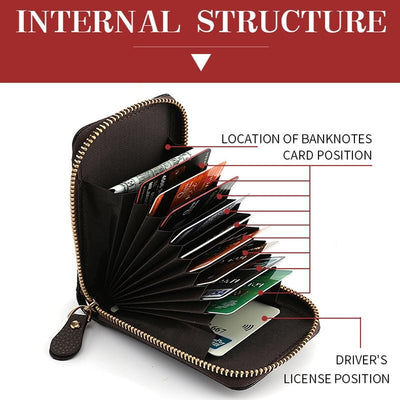 Multi Slot Short Card Holder With Zipper Coin Purse Pu Leather - Purple