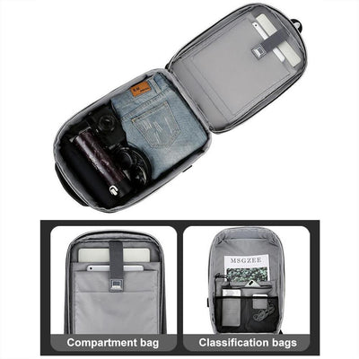 Waterproof Business Laptop Backpack With Usb Port - Multifunctional - Dark Gray - 17 Inch