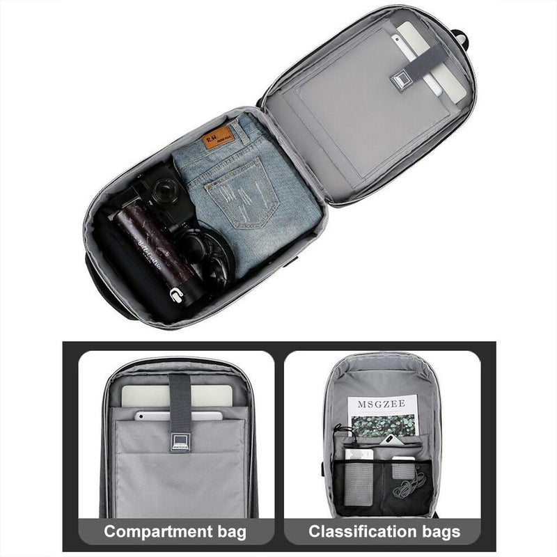 Waterproof Business Laptop Backpack With Usb Port - Multifunctional - Dark Gray - 17 Inch