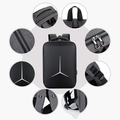 Waterproof Business Laptop Backpack With Usb Port - Multifunctional - Dark Gray - 17 Inch