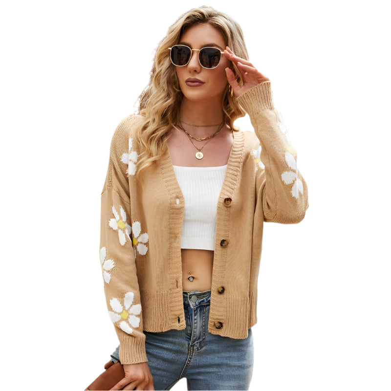 Autumn And Winter Female Knitted Cardigan College Style Sweater Jacket - Green - M