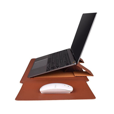 14.1 Inch Laptop Sleeve Leather Case with Small Storage Bag - Green