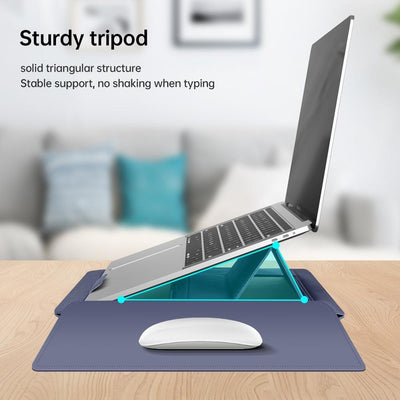 Versatile Laptop Bag with Mouse Pad Stand - Blue