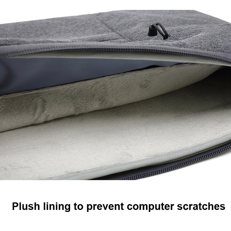 15.6 Inch Business Laptop Liner Bag - Polyester Zipper Closure - Light Grey