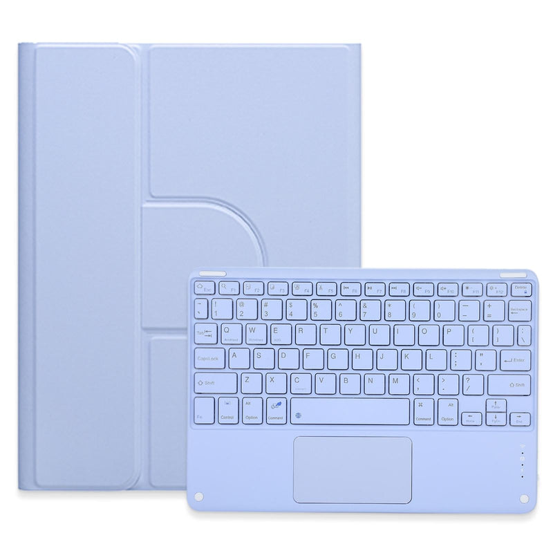 360 Degree Rotatable Bluetooth Keyboard Leather Case With Touchpad - Square Button - Light Purple - For Ipad 10Th Gen 10.9 2022