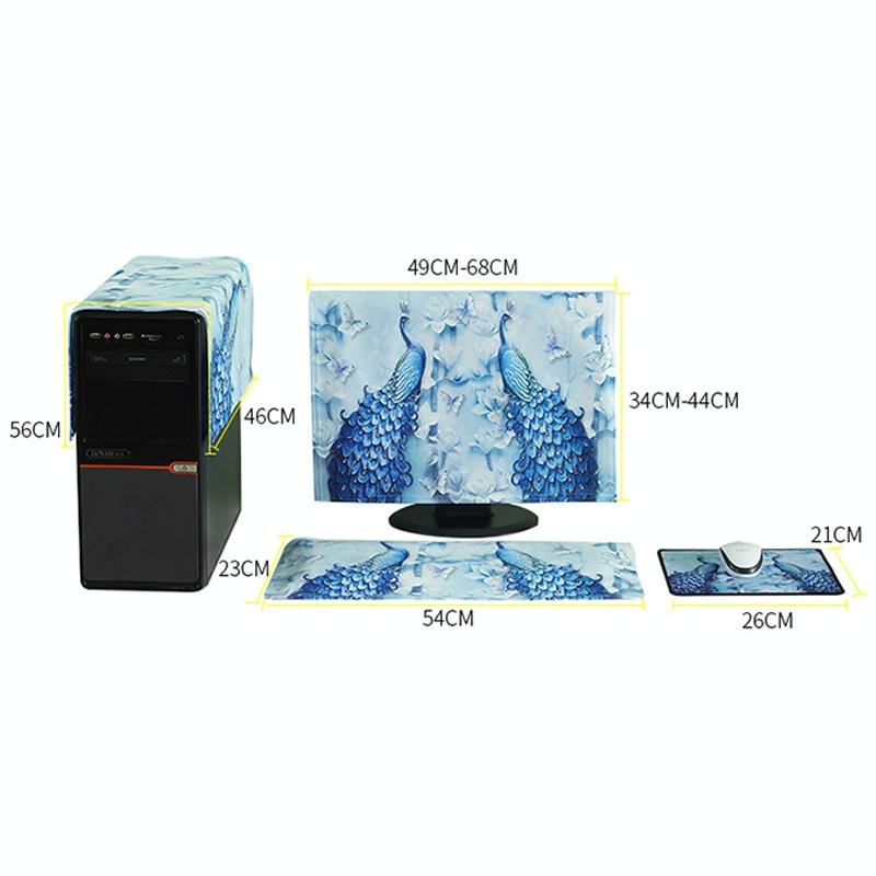 Universal 3-in-1 Desktop Pc Dust Cover - Fits 25-27 Inch - Fascinating Flamingo