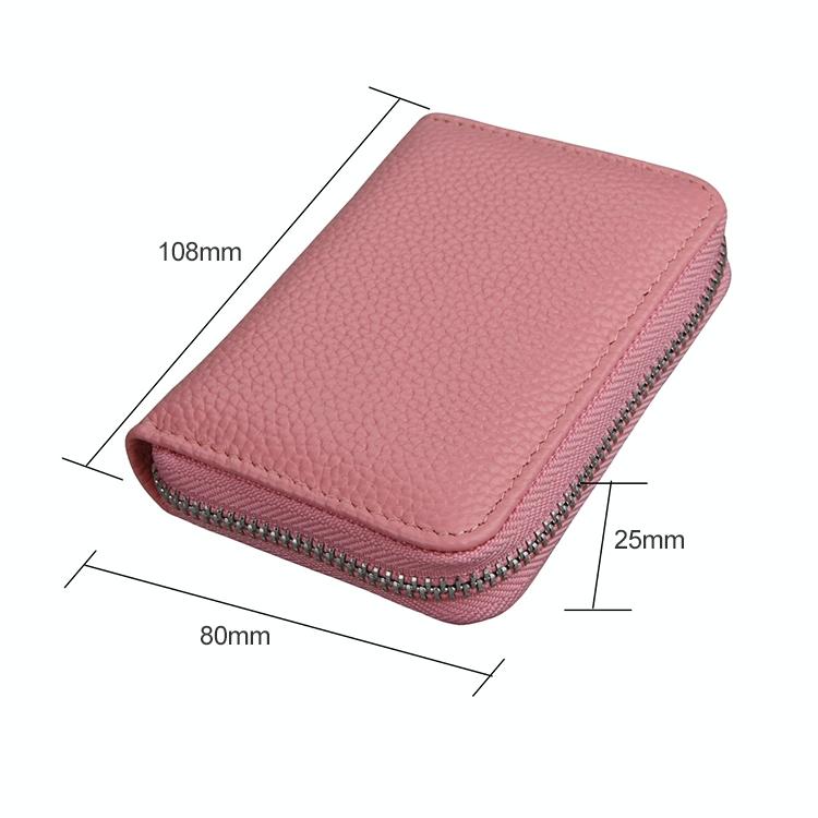 Anti-magnetic Rfid Leather Zip Wallet - Zipper Closure - Coffee
