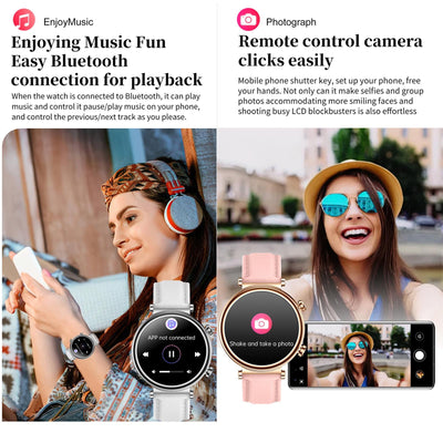 Women Smart Watch With Bt Call Health Tracking And Sos - Compact And Stylish - Rose Gold Steel Band