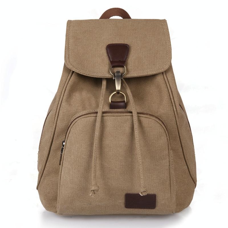 Women Canvas Laptop Backpack - Compact and Stylish - Khaki