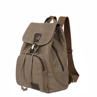 Women Canvas Laptop Backpack - Compact and Stylish - Khaki