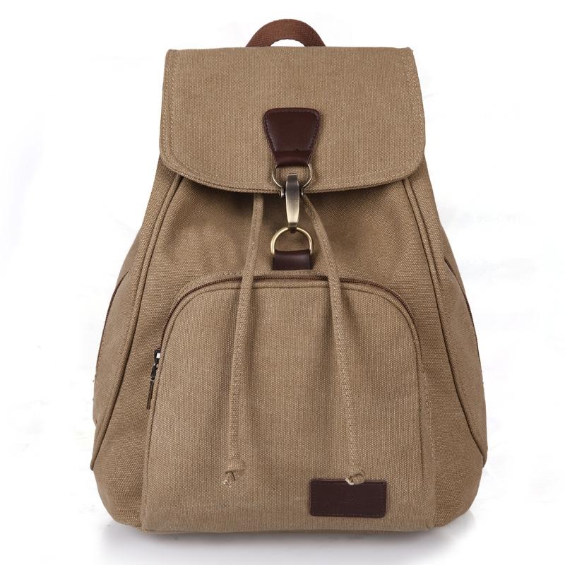 Women Canvas Laptop Backpack - Compact and Stylish - Khaki