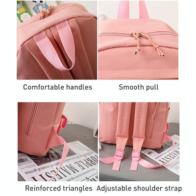 5-piece Girls Backpack Set - Lightweight and Versatile - Pink