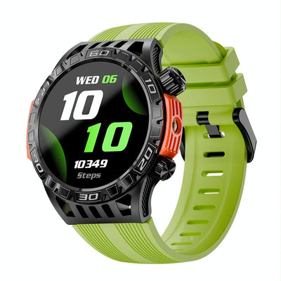 1.46 Inch Ip68 Waterproof Sos Flashlight Bluetooth Smart Watch - Yellow Green