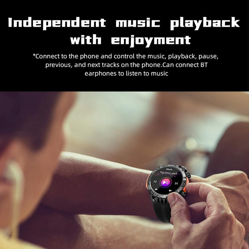 1.46 Inch Ip68 Waterproof Sos Flashlight Bluetooth Smart Watch - Yellow Green