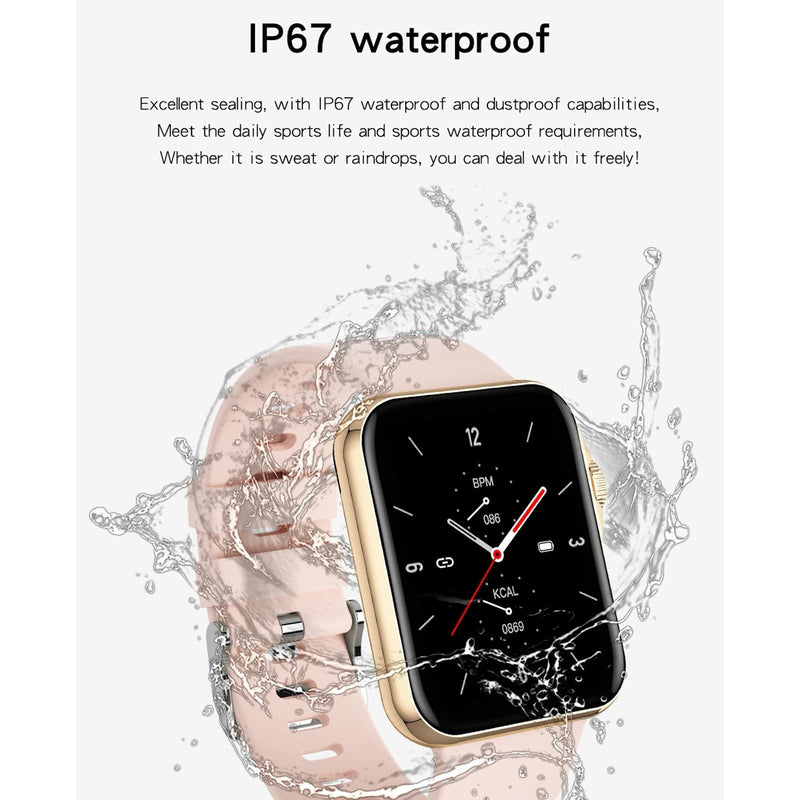 1.6 Inch Waterproof Smart Watch With Ips Colour Screen Sport Sleep Heart Rate Monitoring - Gold