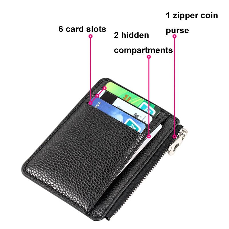 Multi Slot Zipper Card Holder Large Capacity Ultra Thin Coin Purse - Sky Blue