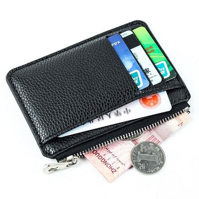 Multi Slot Zipper Card Holder Large Capacity Ultra Thin Coin Purse - Sky Blue