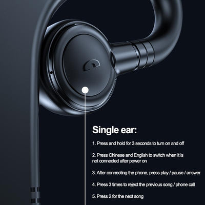 Bluetooth V5.2 Single Earhook Business Headset - M99 - Black + Blue