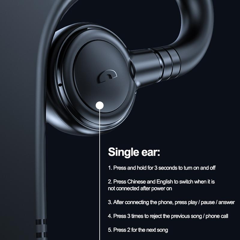 Bluetooth V5.2 Single Earhook Business Headset - M99 - Black + Blue