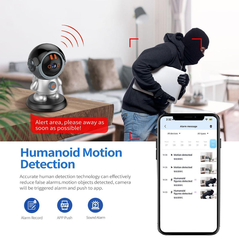 3Mp Humanoid Detection Wifi Ip Camera - One Click Call