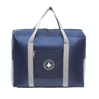 Folding Travel Bag with Trolley Case for Luggage - Navy