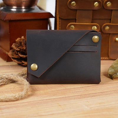 Leather Card Holder For Bank Cards Black - Wine Red
