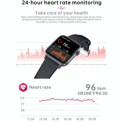 1.83 Inch Bt5.2 Smart Sport Watch Support Sleep / Heart Rate / Blood Oxygen / Temperature / Blood Pressure Health Monitor - Black + Grey