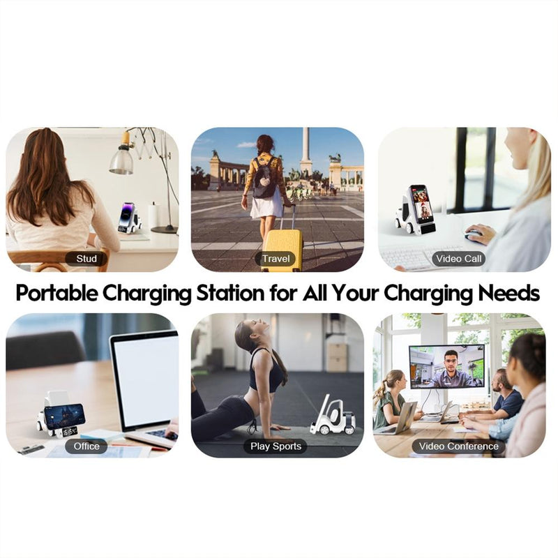 5 In 1 Car Desktop Alarm Clock With Wireless Charging - Orange