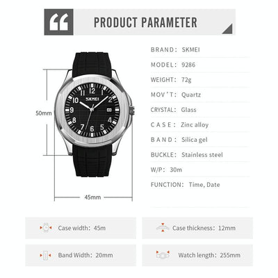 Waterproof Men Multifunctional Outdoor Watch - Black Belt White Noodles