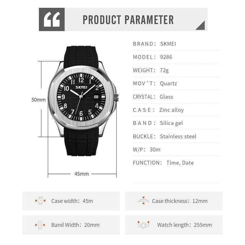 Waterproof Men Multifunctional Outdoor Watch - Black Belt White Noodles