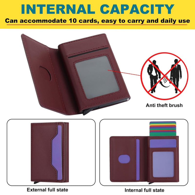 10x6x3cm Secure Brush Card Bag - Compact and Protective - Wine Red