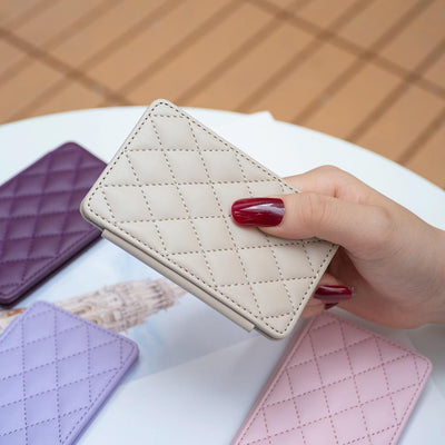 Rhombus Pattern Card Bag Back Sticker For Mobile Phones - Beige