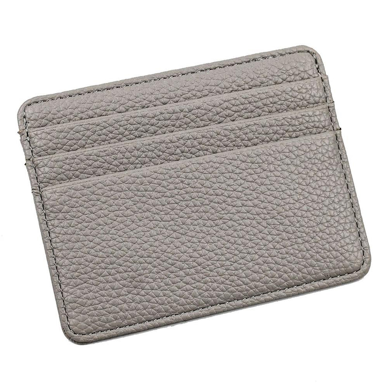 Lychee Pattern Mini Card Holder Multi Card Slots Ultra Thin Coin Purse - Beige