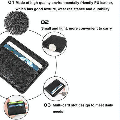 Lychee Pattern Mini Card Holder Multi Card Slots Ultra Thin Coin Purse - Beige