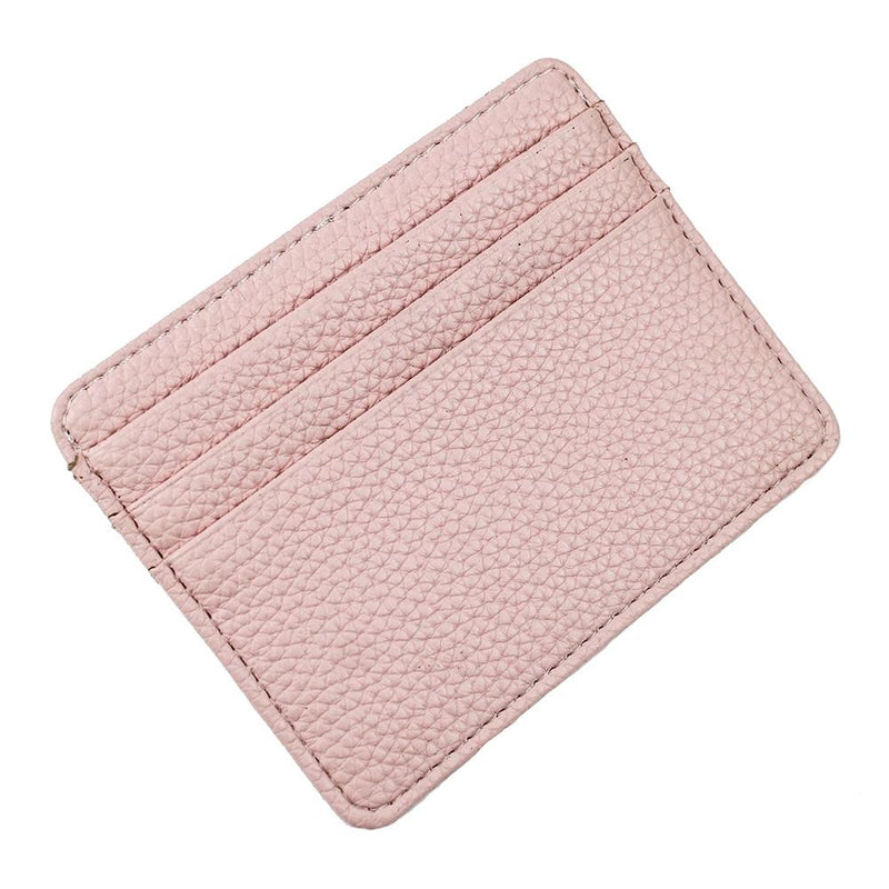 Lychee Pattern Mini Card Holder Multi Card Slots Ultra Thin Coin Purse - Beige