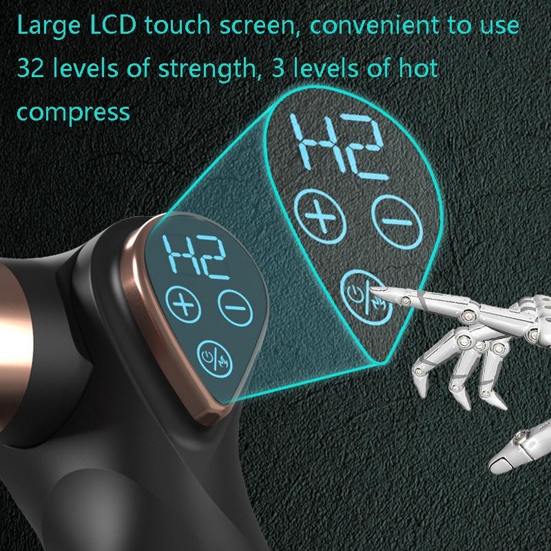Compact Lcd Muscle Massager With Mini Fascia Gun - Red