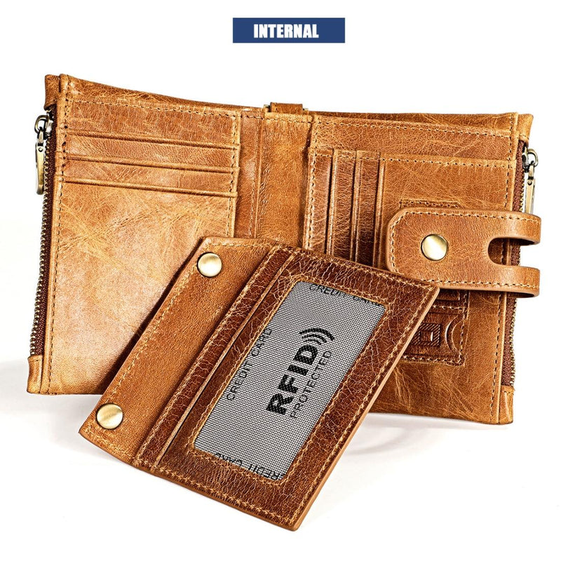 Men Rfid Leather Wallet with Card Slots - Coffee
