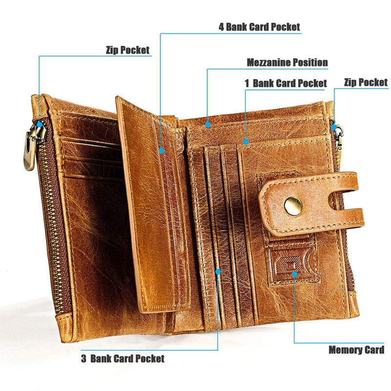 Men Rfid Leather Wallet with Card Slots - Coffee