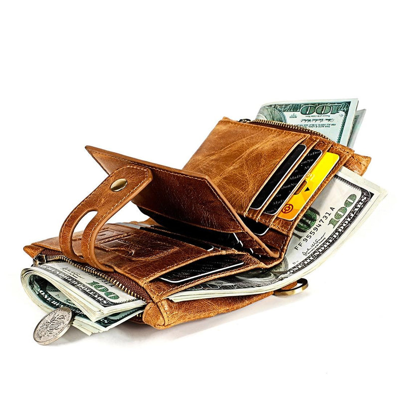 Men Rfid Leather Wallet with Card Slots - Coffee