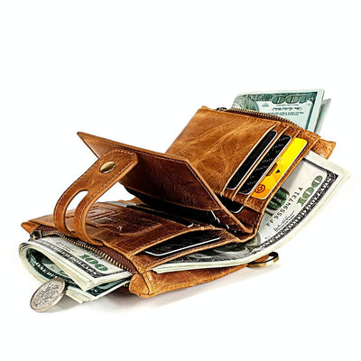 Men Rfid Leather Wallet with Card Slots - Coffee