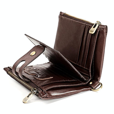 Men Rfid Leather Wallet with Card Slots - Coffee