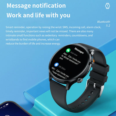 1.39 Inch Bt5.2 Smart Sport Watch Support Bluetooth Call / Sleep / Blood Oxygen / Temperature / Heart Rate / Blood Pressure Health Monitor - Black