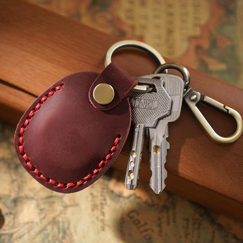 Vintage Leather Proximity Card Holder Access Control - Red