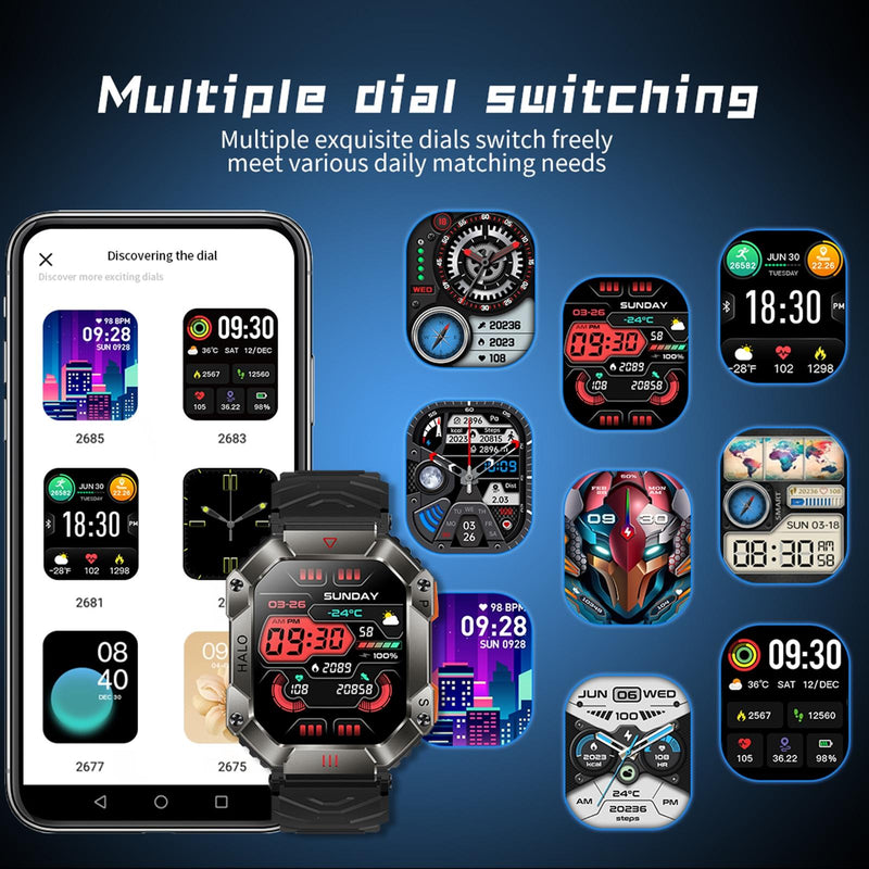 2.0 Inch Bt5.1 Ip67 Sport Smart Watch Support Bluetooth Call / Sleep / Blood Oxygen / Heart Rate / Blood Pressure Health Monitor - Black