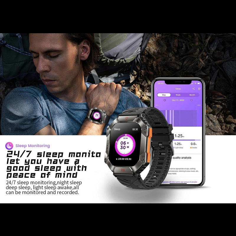 2.0 Inch Bt5.1 Ip67 Sport Smart Watch Support Bluetooth Call / Sleep / Blood Oxygen / Heart Rate / Blood Pressure Health Monitor - Black