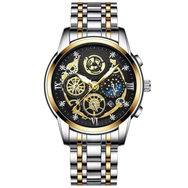 Waterproof Luminous Quartz Watch with Multifunctional Design - Inter-Gold Gold Surface