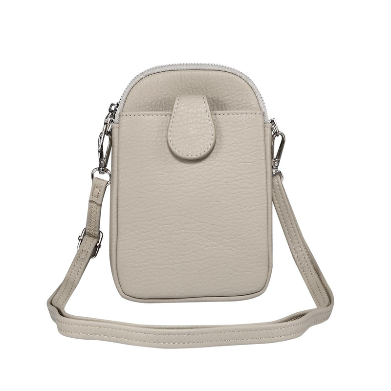 Litchi Texture Phone Crossbody Bag Leather Case For 5.5 Inch - 7.2 Inch Phones - Grey