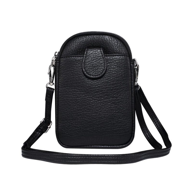 Litchi Texture Phone Crossbody Bag Leather Case For 5.5 Inch - 7.2 Inch Phones - Grey